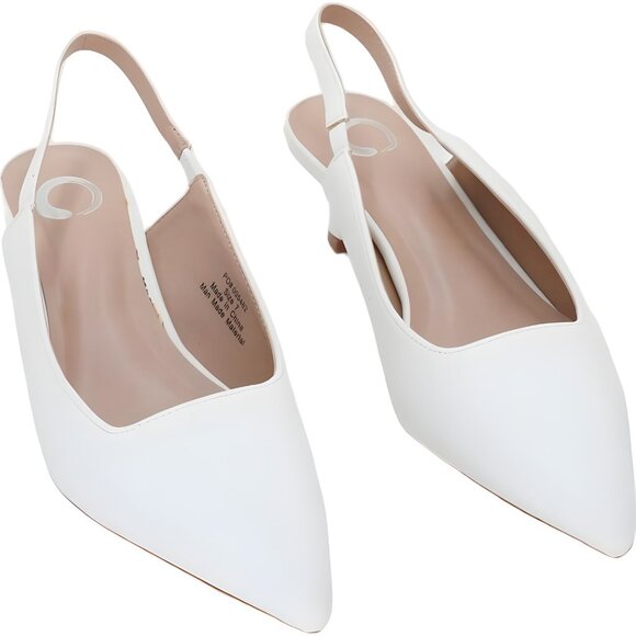 Journee Collection Paulina Slingback Pointed Toe Pumps White Women's US 7M - Picture 1 of 6